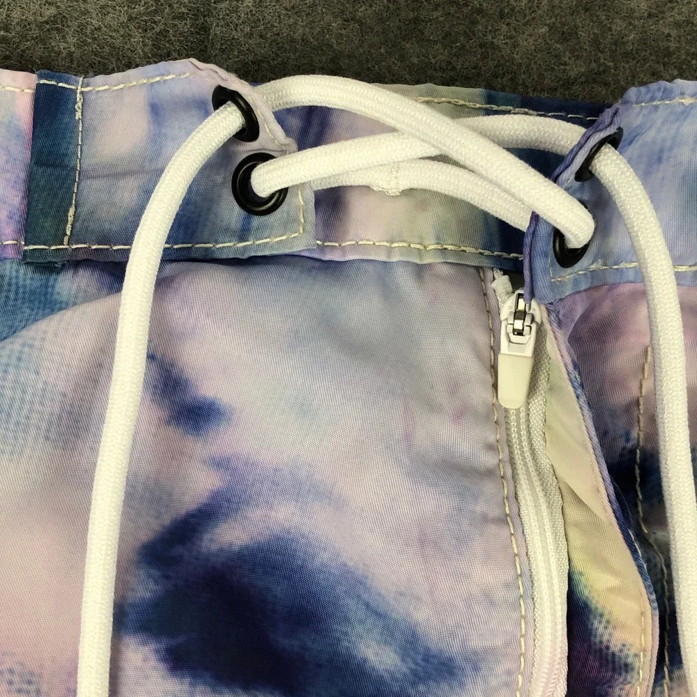 True Religion Board Shorts Mens 36 Tie Dye Swim Trunks Drawstring Zipper Beach